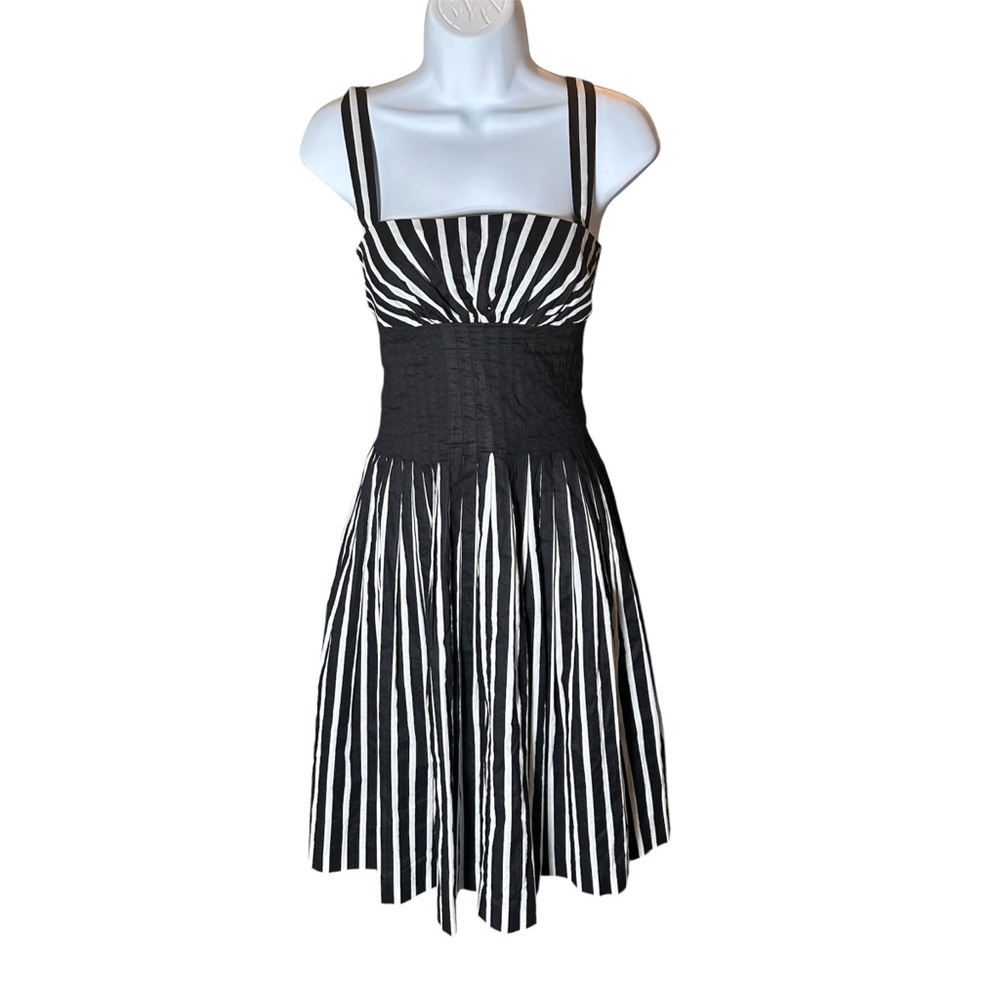 White House Black Market Corseted Striped Dress size 2 whimsical goth casual